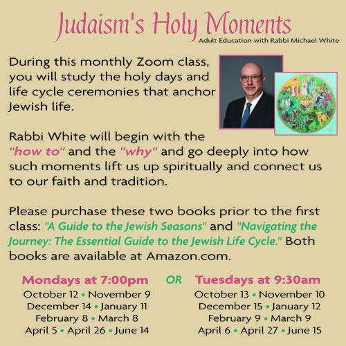 Banner Image for Judaism's Holy Moments: Adult Education with Rabbi Michael White